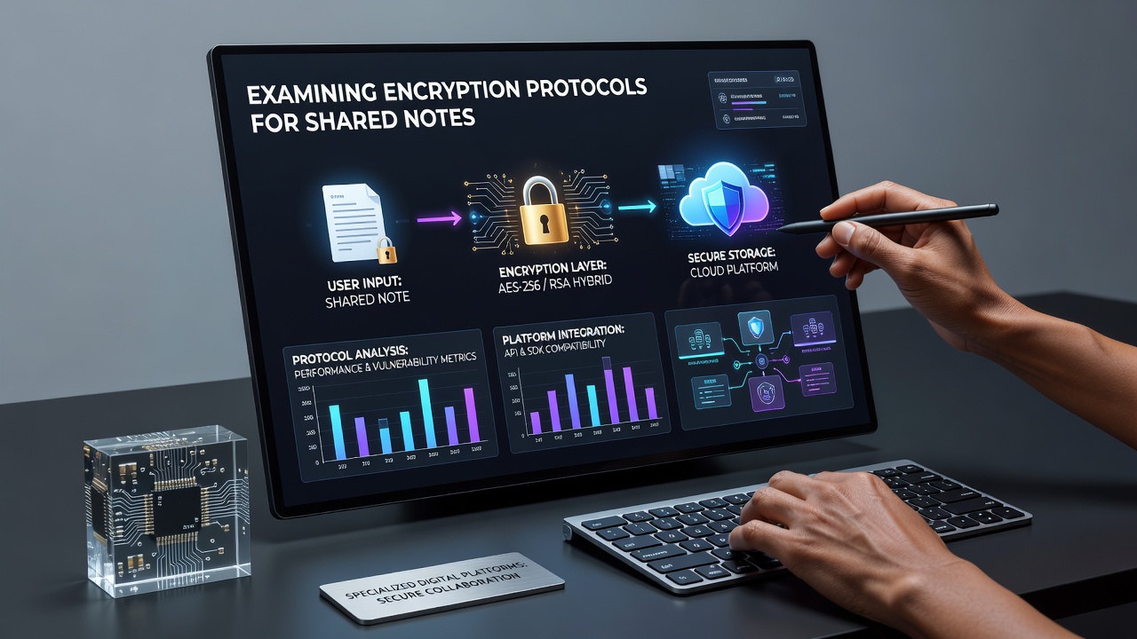 Diagram showing multi-party key exchange flow for collaborative note encryption